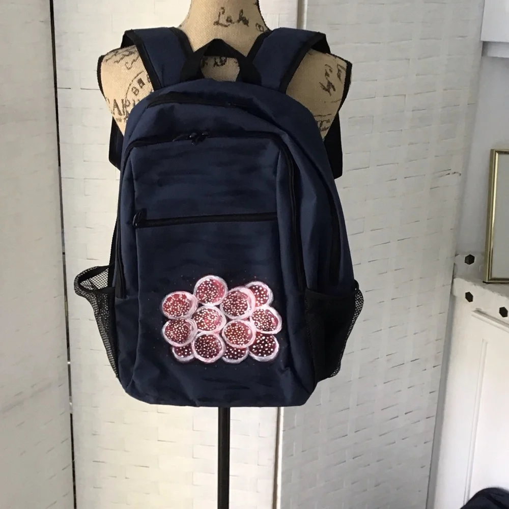Stylish Navy Backpack with Red Accents